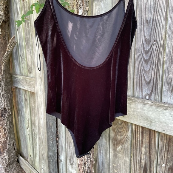 Zara Black Velvet Bodysuit Scoop Neck - Picture 3 of 4